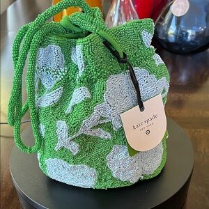 Kate Spade Green and Light Blue Beaded Mini Bag